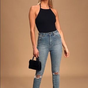 Black Halter Bodysuit